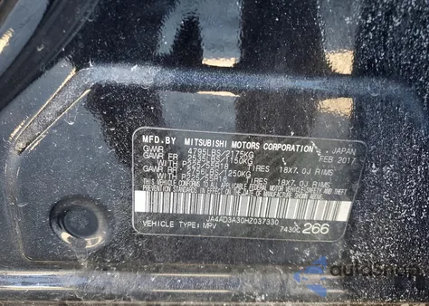 2017 Mitsubishi Outlander Se z USA, uszkodzony, nr VIN JA4AD3A30HZ037330